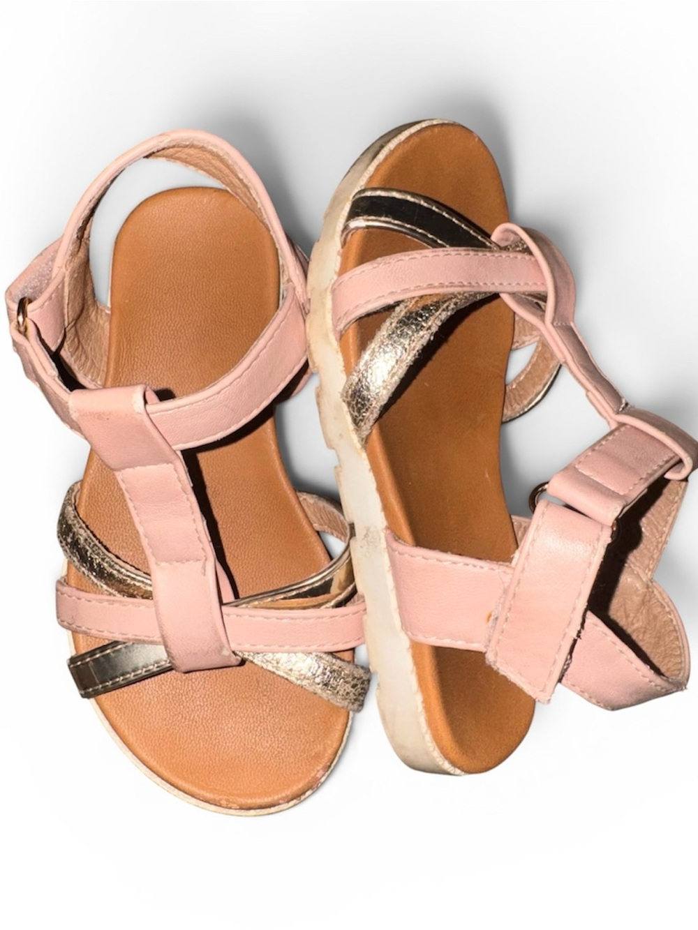 Tahari Pink and Metallic Gold Kids Sandals